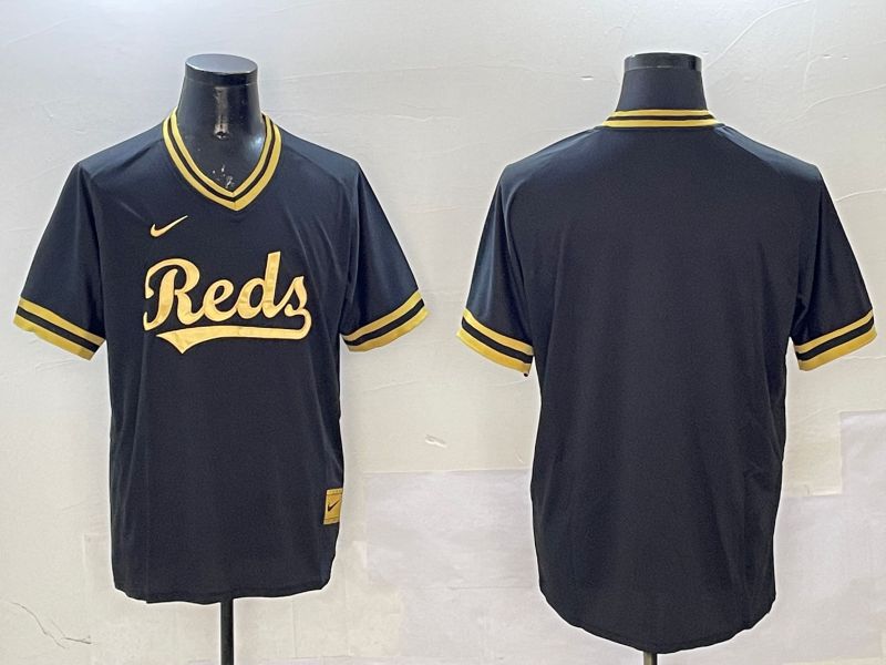 Men Cincinnati Reds Blank Black Gold Game 2025 Nike MLB Jersey style 1
